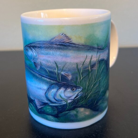 Vintage STARBUCKS Steelhead / Salmon / Rainbow Trout / Fish / Ceramic Coffee Mug - Picture 2 of 9
